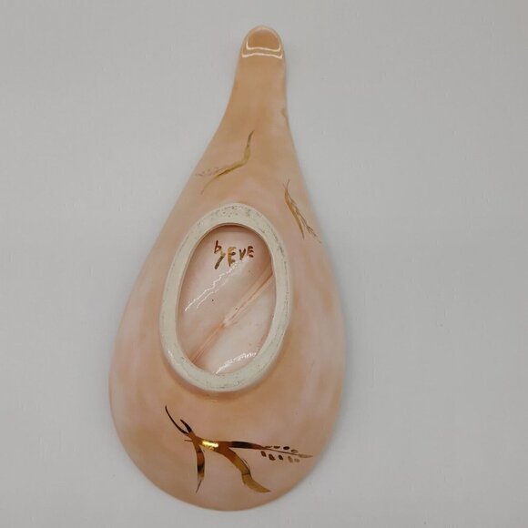 By Eve Gold Floral Shallow Dish Bowl Spoon Holder Pink Ceramic Handmade Vintage - Picture 6 of 12
